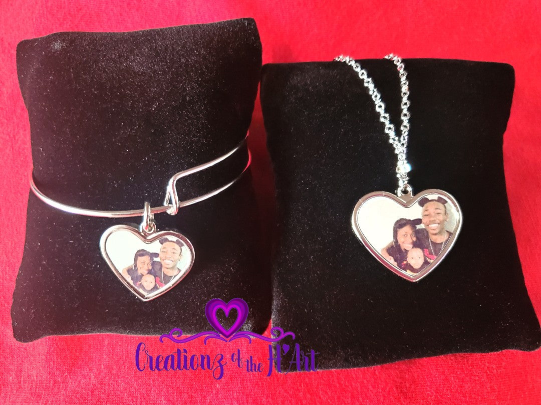 Heart-shaped Necklace and Bracelet Set