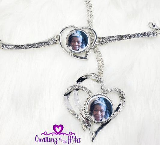 Heart Snap Charm Necklace & Bracelet Set