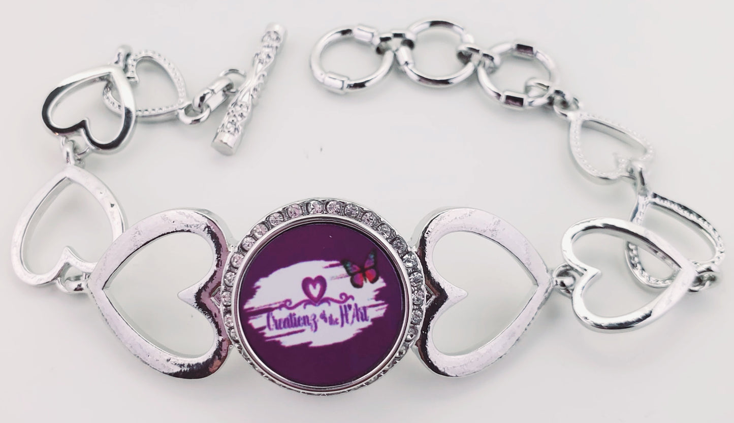 Heart Rhinestone Snap Bracelet