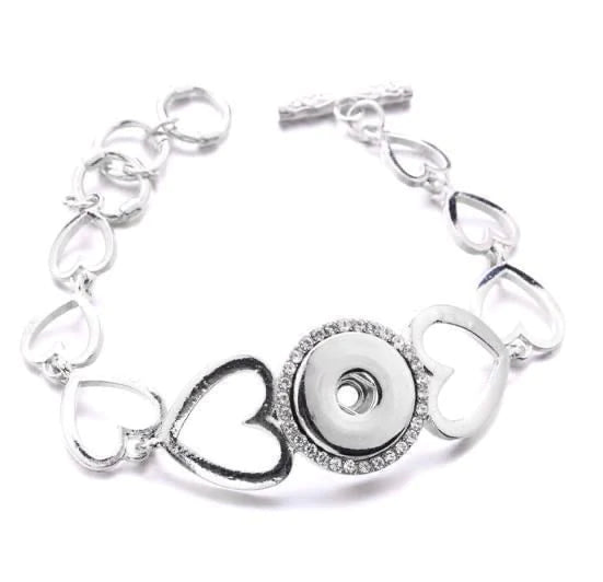 Heart Rhinestone Snap Bracelet