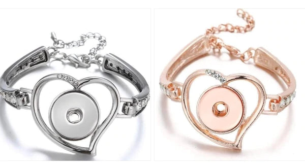 Heart Snap Charm Necklace & Bracelet Set