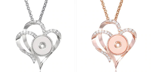 Heart Snap Charm Necklace & Bracelet Set